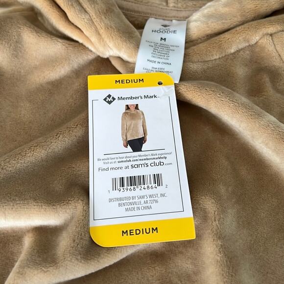 Tan Velour Plush Hooded Pullover Top Woman Size Medium NWT - Picture 6 of 10